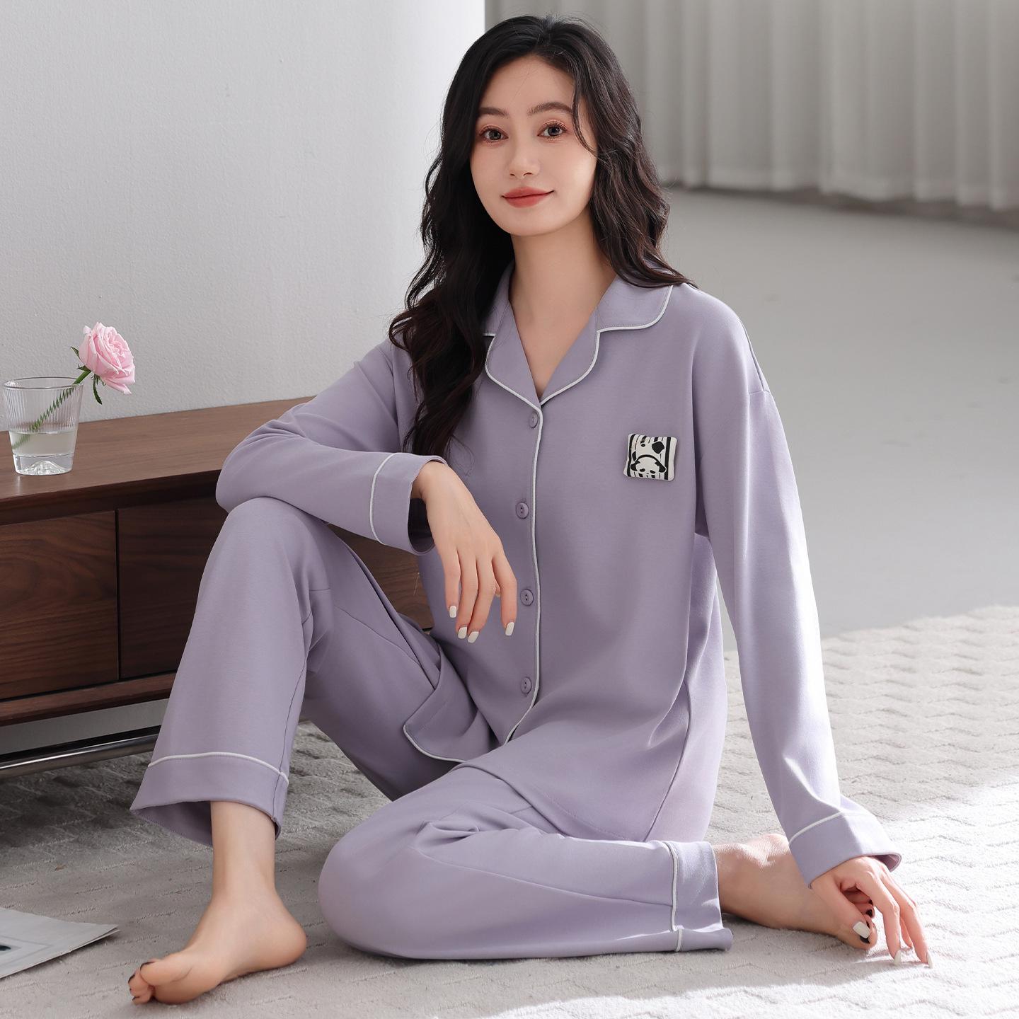 

Женский пижамный комплект из ультрамягкого синьцзянского хлопка - С длинным рукавом, из чистого хлопка, идеально подходит для весеннего и осеннего отдыха XXL for 145-165 lbs