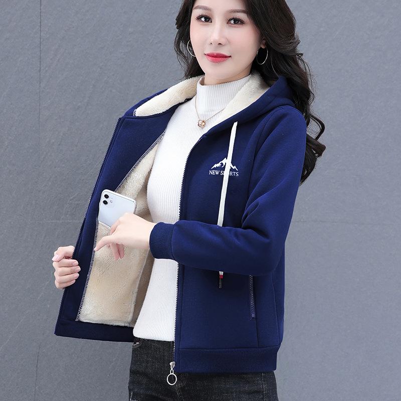 Thickened Hooded Sweatshirt Jacket Women's Autumn Winter Casual Cardigan Warm