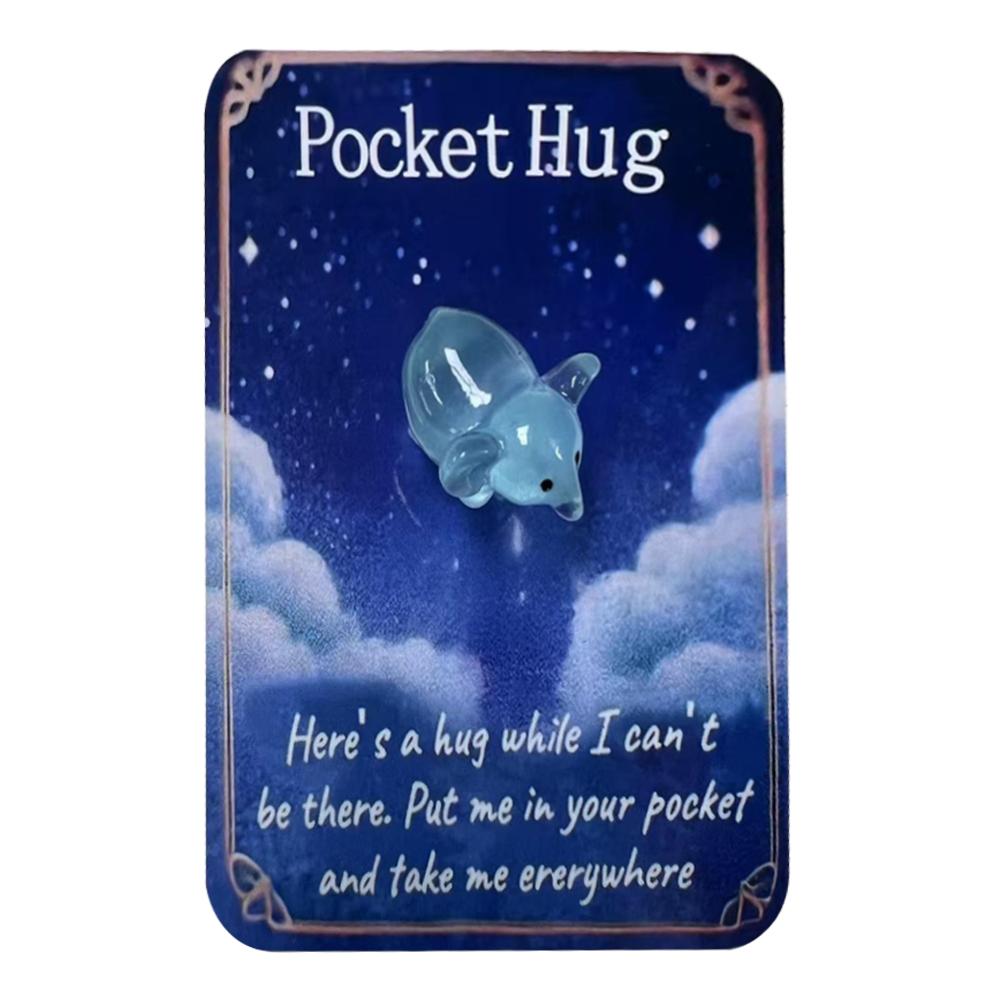 Animal Pocket Hug Gifts, Mini Resin Animal Hug Token, Cute Pocket Hug Turtle Keepsake with Positive Cards Encouragement Card