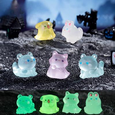 Mikrokrajinka Kreslený Roztomilý svítící ve tmě Králík Kotě Psík Zvířátko Duch Pryskyřice Příslušenství na stolní dekorace