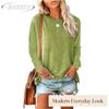 JPNTKY Women's Fashion Casual Solid Color Print O-Neck Long Sleeve Blouses & Shirts