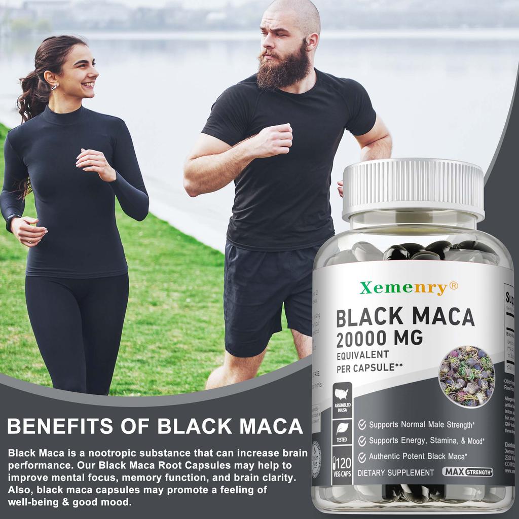 XEMENRY Cápsulas de Suplemento Dietético de Maca Negra - Energía
