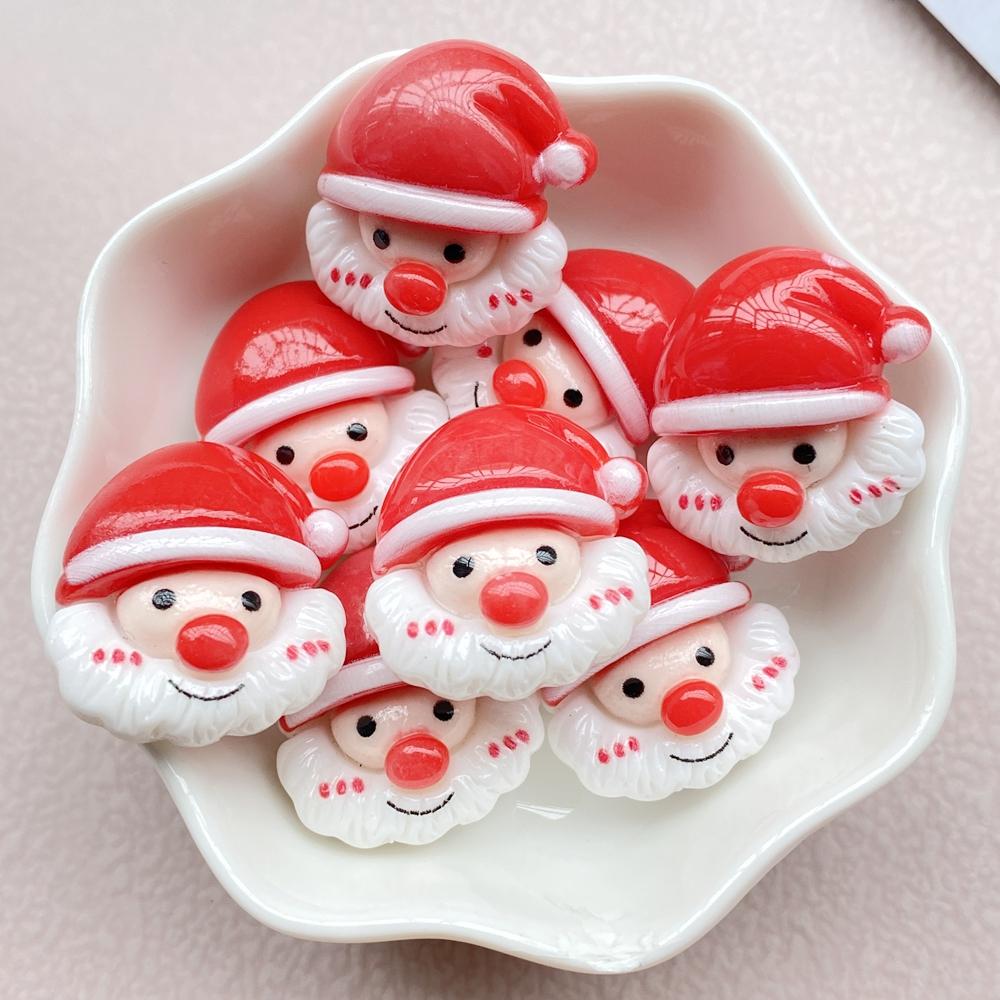 10Pcs New Cute Resin Cartoon Christmas Snowman, Tree Series Flat Back Scrapbooking DIY Jewelry Craft Decoration Accessories