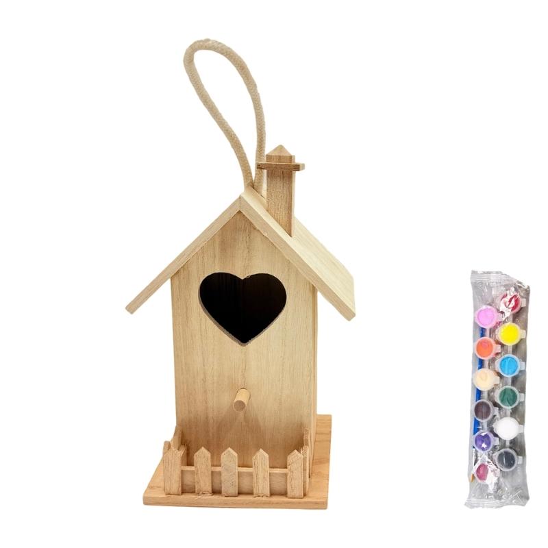 Small Wooden Bird Nest Breeding Box For Courtyard And Terraces Decoration Safe Shelter House For Feathered Bird