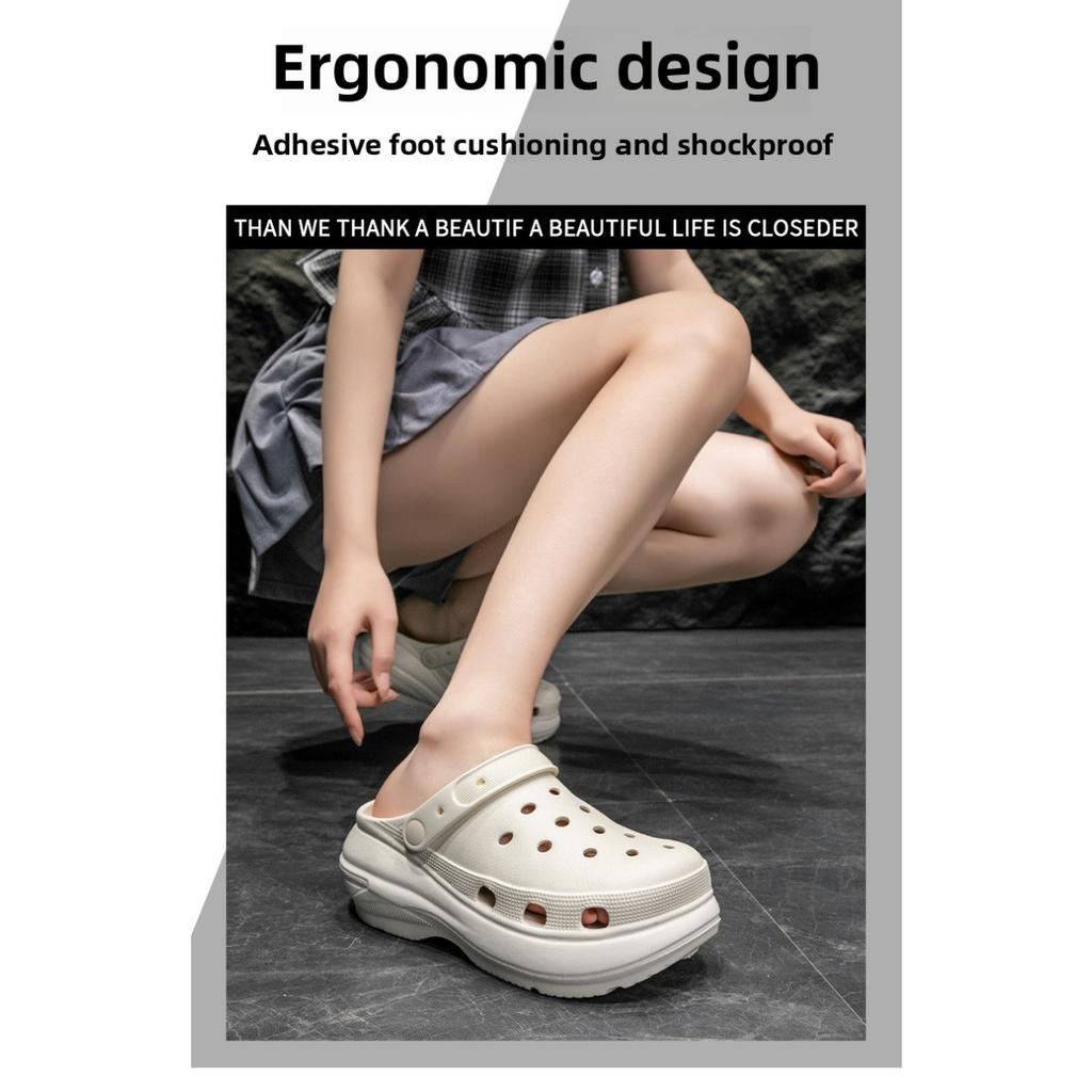 Height Increasing Summer Cave Mermaid Slippers, Thick Soled Height Increasing Women's Anti Slip Outer Wear Korean Version Ultra Soft Beach Shoes