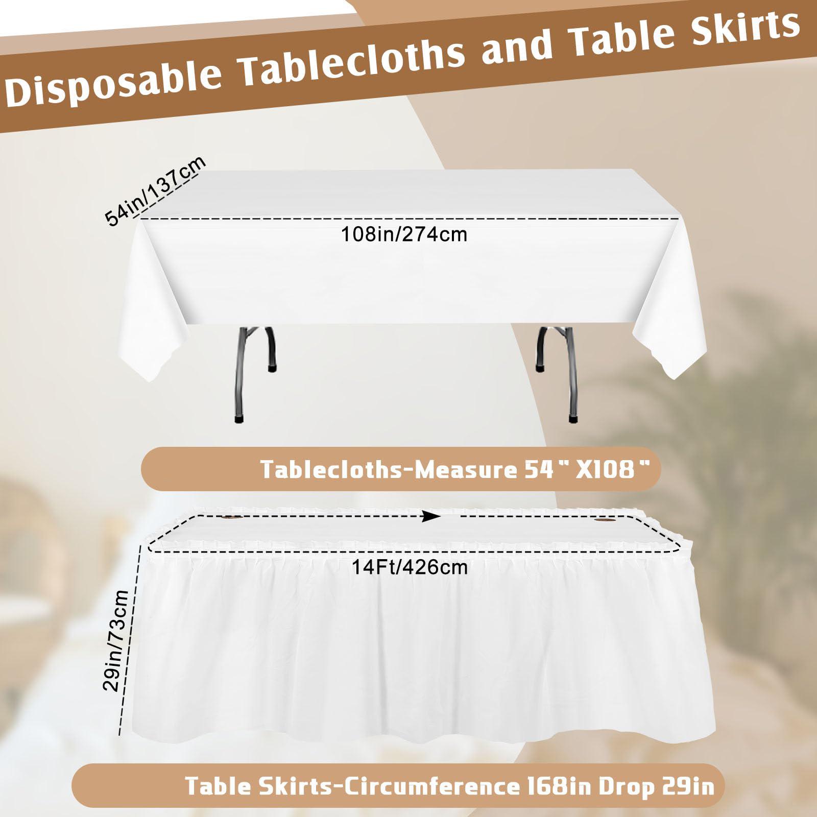 

Disposable Table Skirt Tablecloth Set Table Cover Table Skirts Rectangular Paper Table Covers With Skirting For Party Decoration белый
