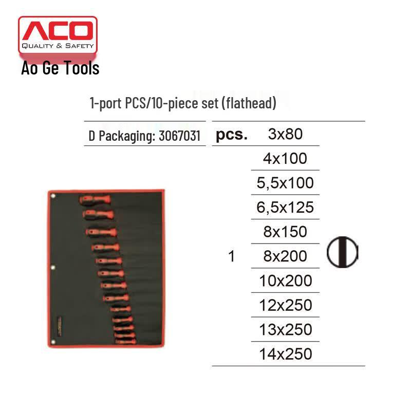 ACO Flat-Head Screwdriver Set 3-14mm
