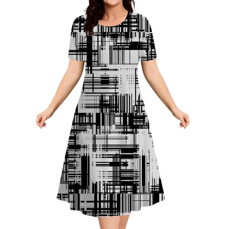 Oversized Summer Women's Short Sleeve Dress Plus Size Women's Loose Short Dress Casual Printed Fashion Party Dresses