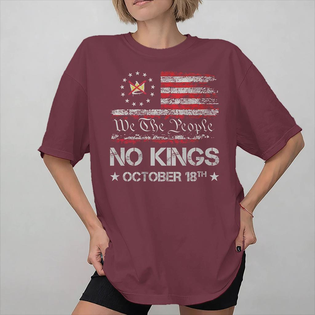 Printed No Kings In America T Shirt for Unisex Women Cotton Tee Shirt Short Sleeve Clothing