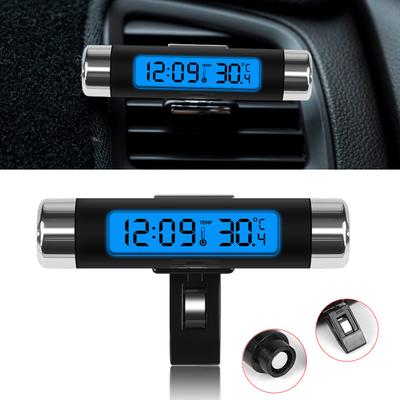 2 IN 1 Elektronische Auto Uhr Thermometer Zeit Uhr Auto Uhren Leuchtende LCD Digital Display Dashboard Styling Zubehör ZW
