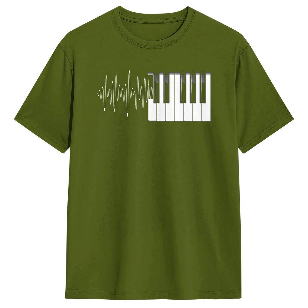 Harajuku TShirt Piano Klavier Heartbeat EKG Pianist Flgel Cotton TShirts Novelty Tshirt for Unisex Beach Aesthetic Design Tees