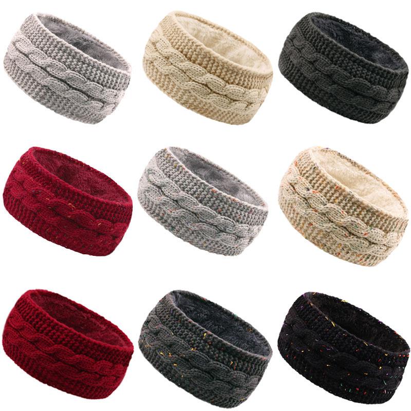 Beige Warm Sports Headband Ear Protection Cover New Autumn and Winter Knitted Headband Women Velvet Hair Accessories Headband