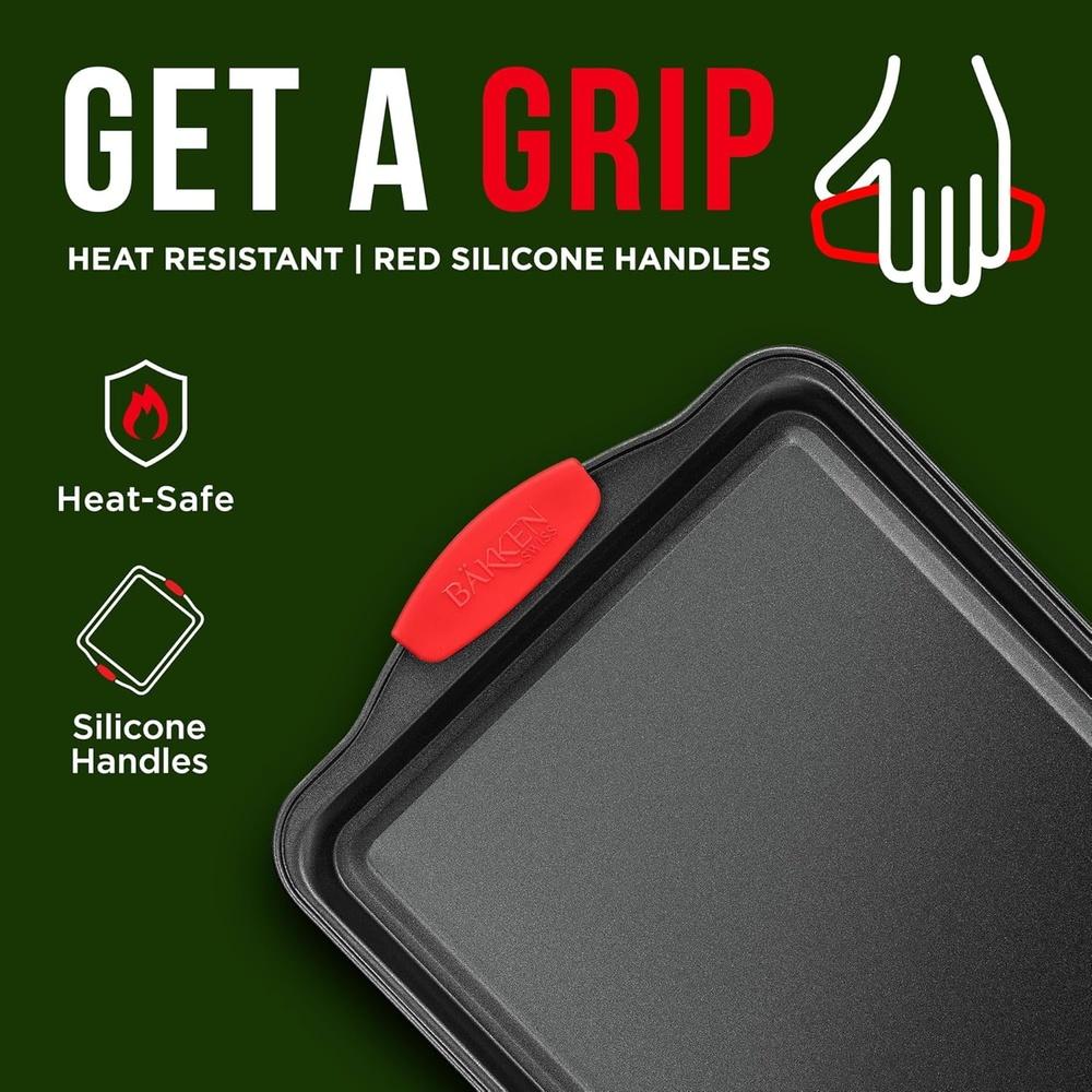 Non-stick Kexplåt Kolstål Bakform med Silikonhandtag Bakplåt Ugnssäker Lätt att Rengöra Diskmaskinssäker