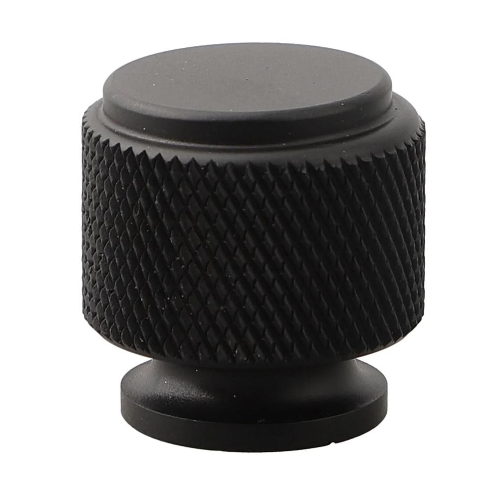 Handle Knurled Cabinet Knob Matt Black Aluminium Kitchen Cabinet Door Cupboard Drawer Furniture Handle Single Hole Handle
