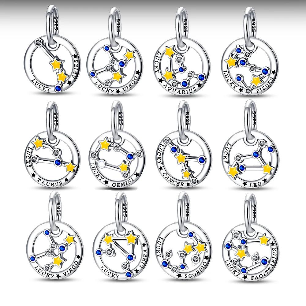 Charms Copper Luminous 12 Constellation Product Series Suitable For Bracelet Do-It-Yourself Women'S Pendant Charms For Jewelry Designing