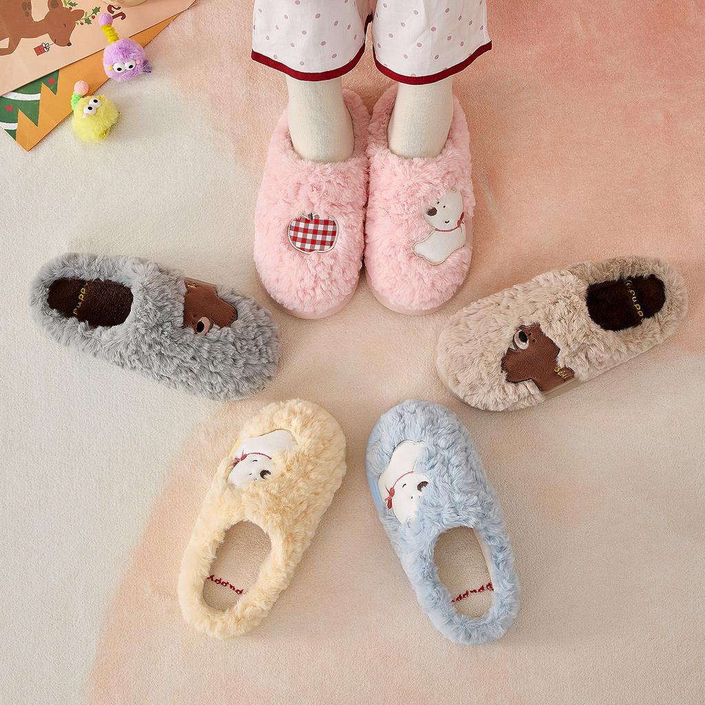 Niedliche Damen Hausschuhe Plüsch Warm Dicke Sohle Pantoletten Atmungsaktiv Weich Rutschfest Hausschuhe Innen Außen Herren Freizeit Hausschuhe