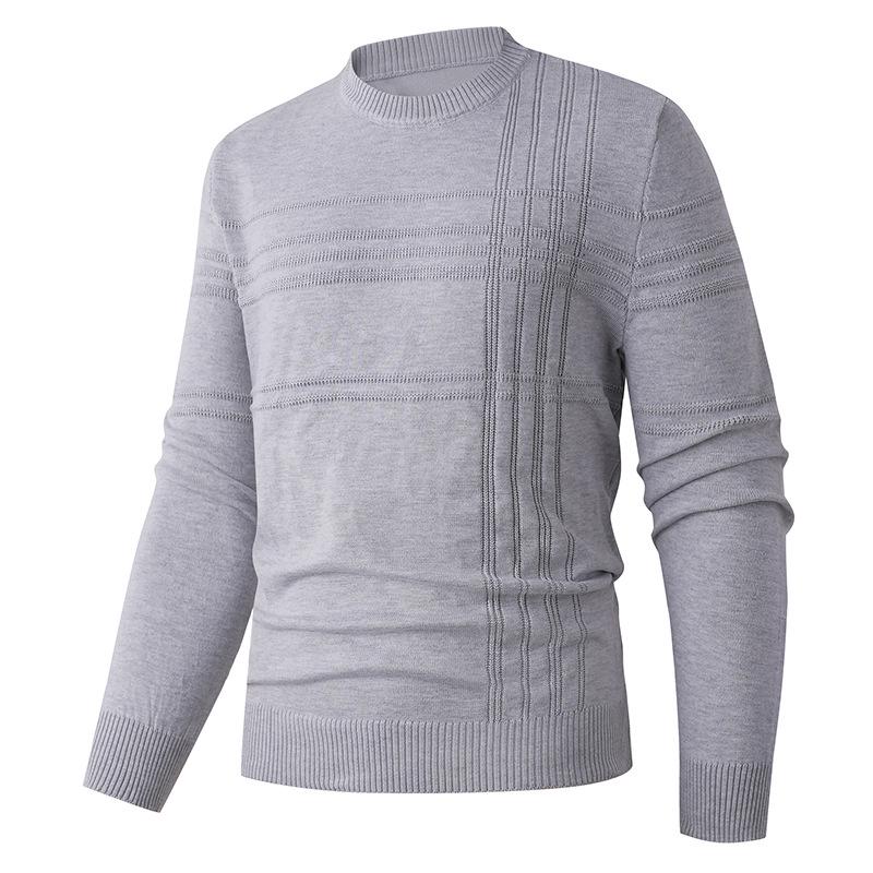 Autumn & Winter European Men s Round Neck Pullover Sweater - Korean Style Solid Knitwear. L