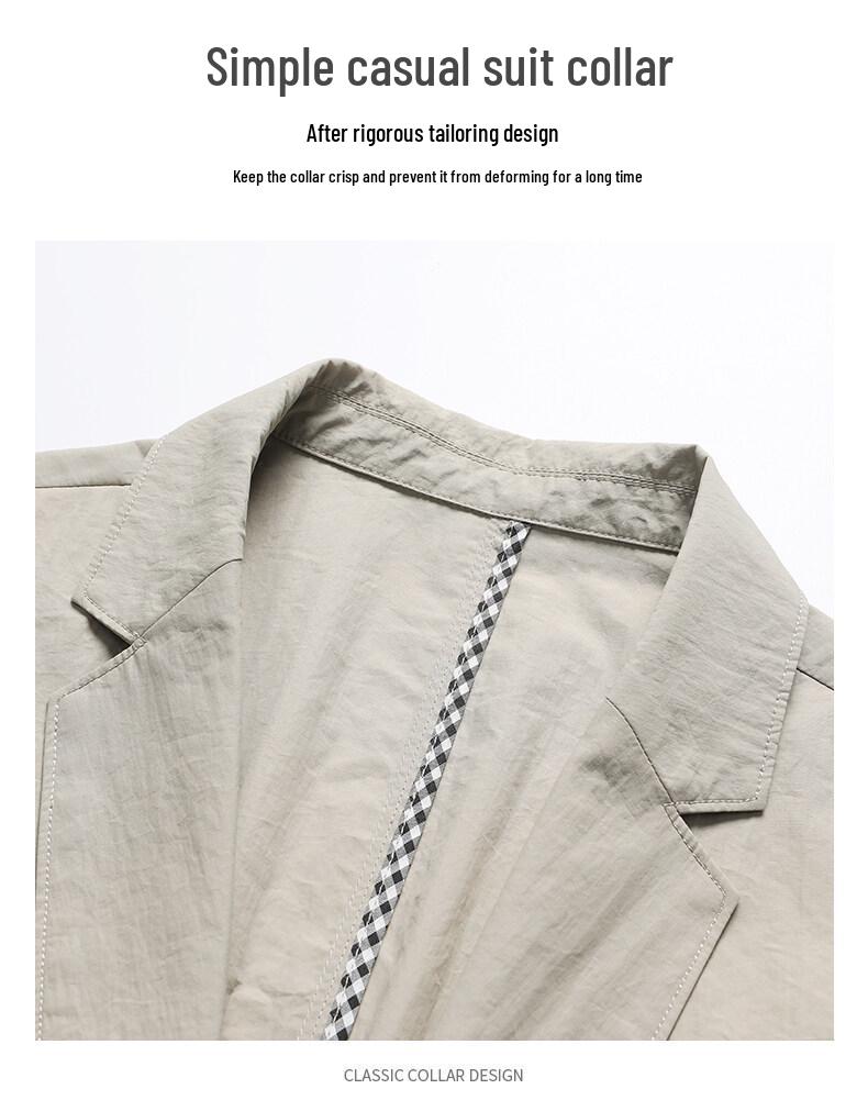 Men's Light Luxury Casual Blazer - Spring/Summer 2025, Thin Single-Breasted, Solid Color, Slightly Wrinkled Suit Jacket.