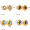Art Deco Geometric Turquoise Stainless Steel Earrings For Women Fashion Accessories