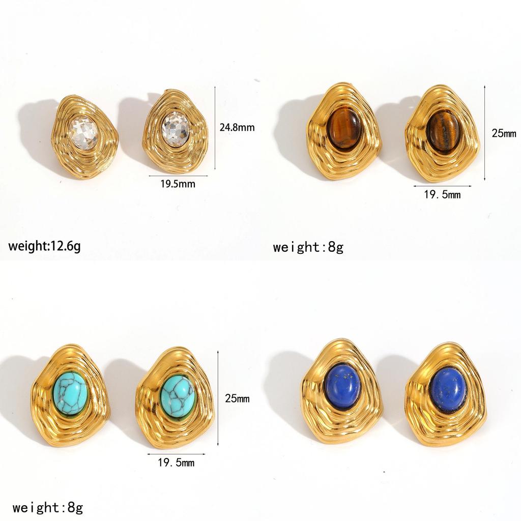 Art Deco Geometric Turquoise Stainless Steel Earrings For Women Fashion Accessories