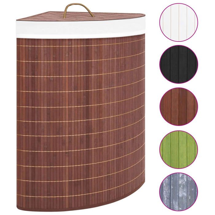 VidaXL Panier à linge d'angle Bambou Marron 60 L