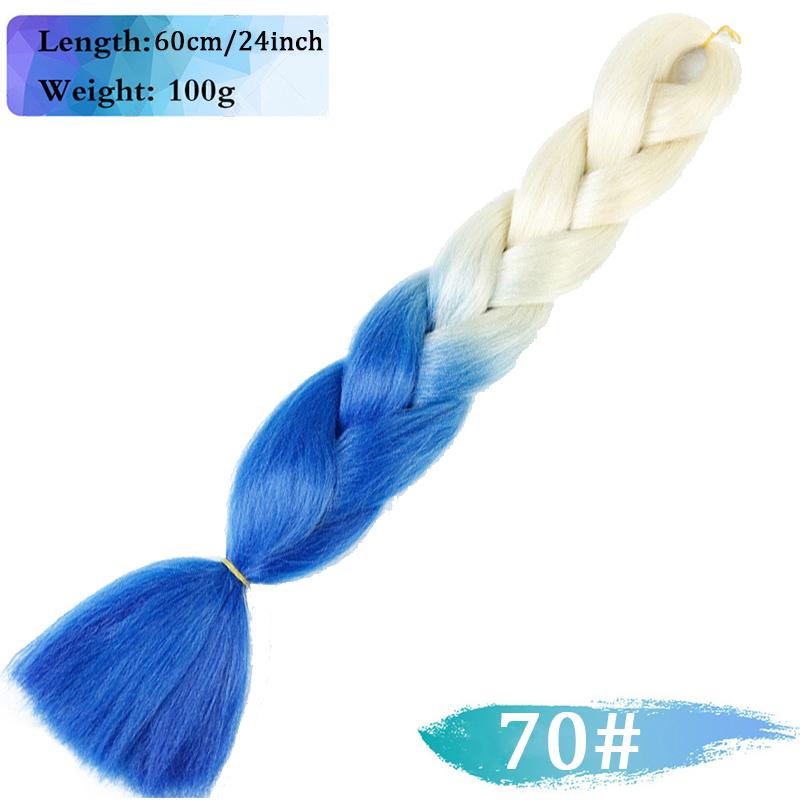 

24-дюймовый синтетический вязаный крючком двухцветный большой косичка-парик для наращивания волос, плетеный хвост, подходит для ежедневного косплея на вечеринку и Хэллоуин