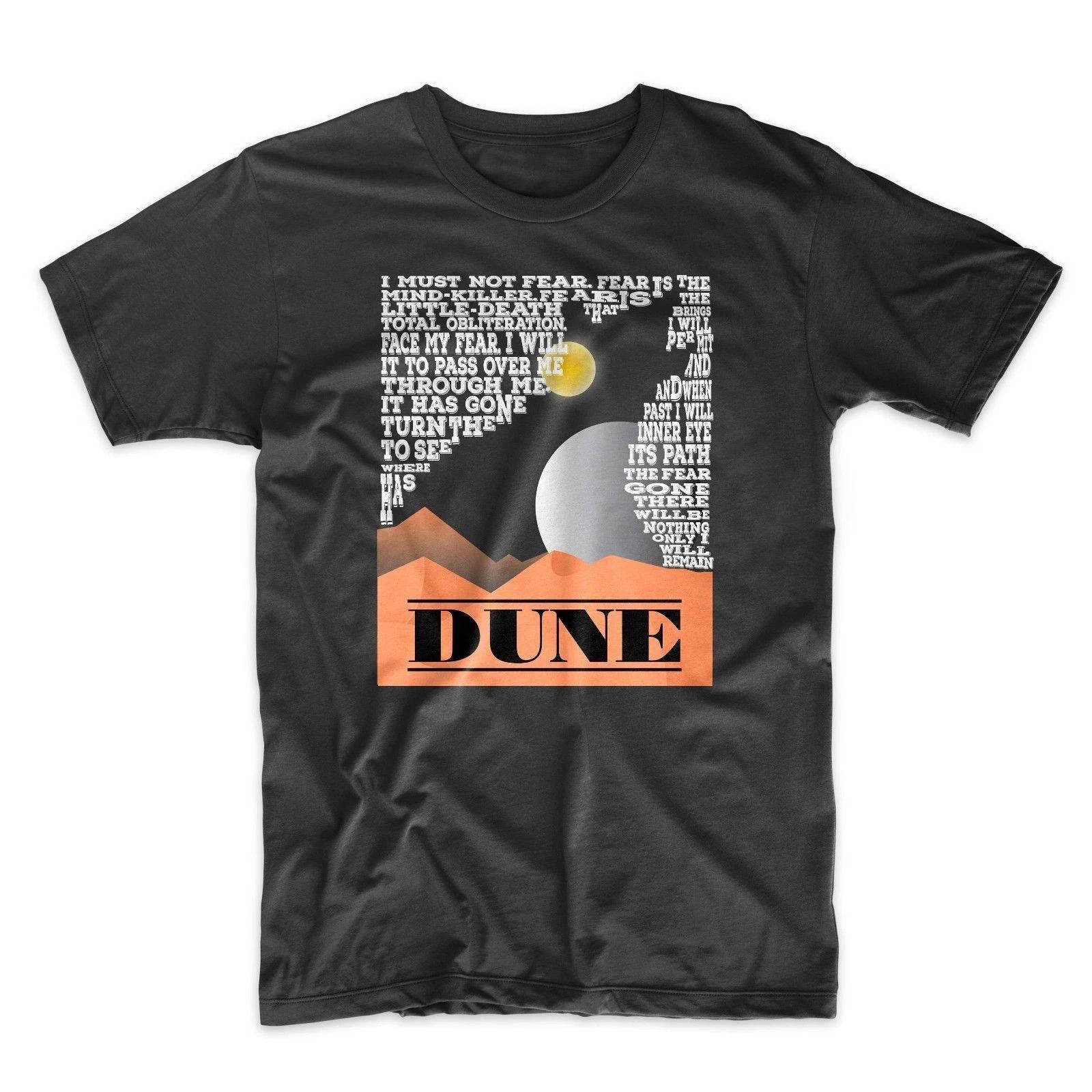 Dune Litany Against Fear T-Shirt Arrakis Desert Graphic Sci-Fi Movie Tee S