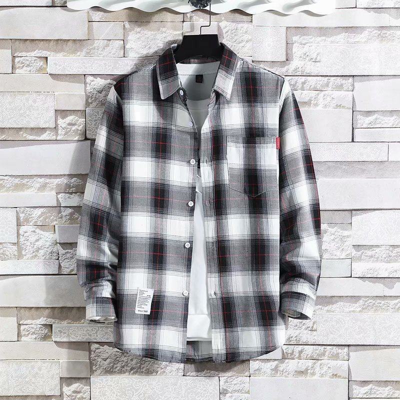 Classical Men Plaid Shirts Long Sleeve Casual Regular Fit Male Tops Autumn Spring