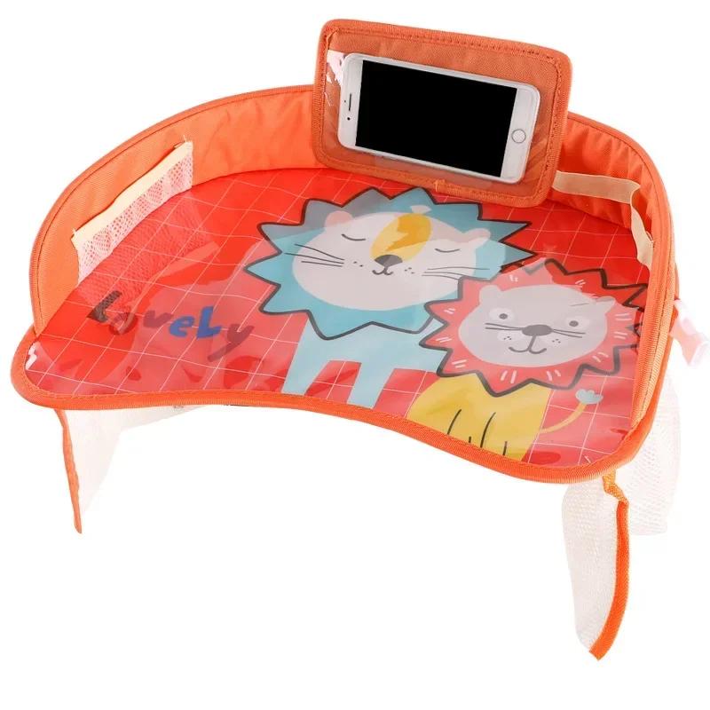 Kids Travel Tray Car Seat Activity and Play Tray Organizer for Children and Toddlers Lap Desk with Tablet Phone Holder Foldable