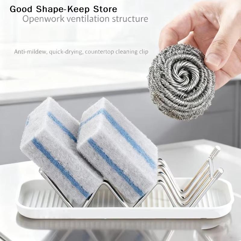1-10Sets Multi Purpose Soap Holder with Drainage Bathroom Countertop Soap Dish Kitchen Sponge Scourer Storage Rack Tray