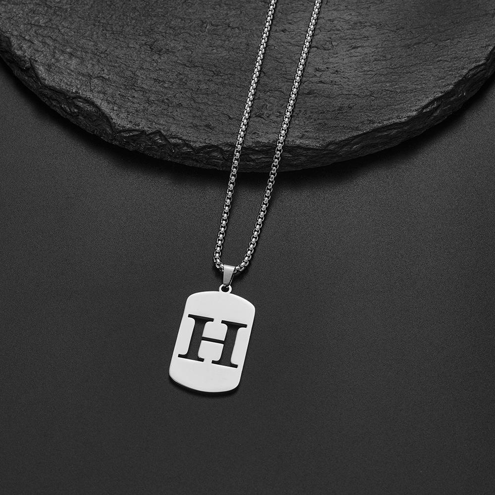 Unisex Stainless Steel English Alphabet Necklace - Niche Design, Simple, Versatile Long Chain for Hoodies