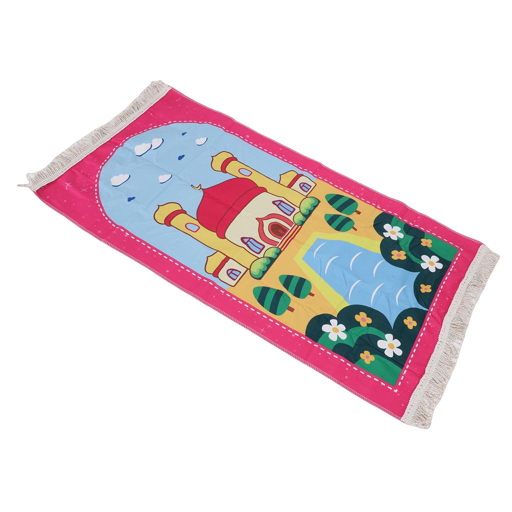 Kids Pray Rug Thick Mat Soft for Women Men Children Meditation with Tassel Pray Beads Pendant Storage Cylinder