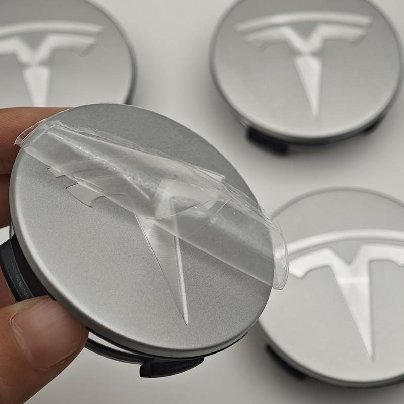 ANC1 4pcs/set 56mm Matte Silver Original Car Wheel Center Caps Emblem Rims Hub Cover Logo Badge For Tesla Model 3 Y X S Accessories