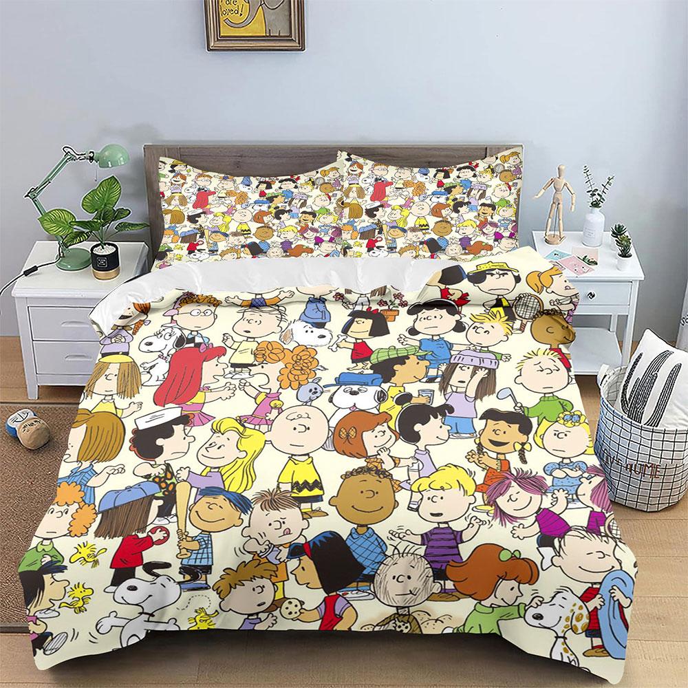 Cartoon Snoopy Bedding Sets 3D Print Comforter Cover Bed Cover Duvet Cover Pillow Case 2-3 Pieces Sets Kids Adult Size