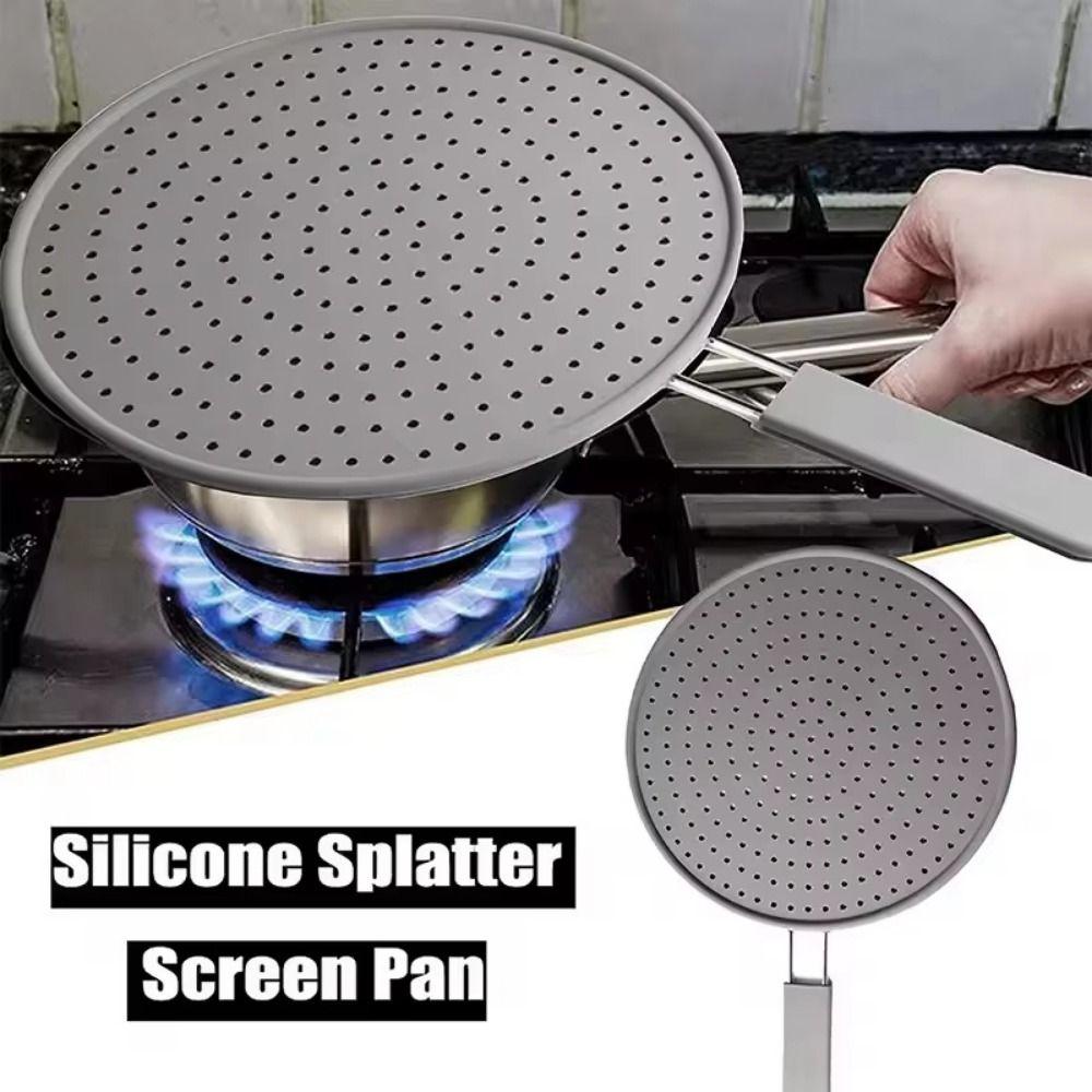 With Handle Kitchen Splash Plate Heat Resistant Oil Splatter Guard Kitchen Gadgets
