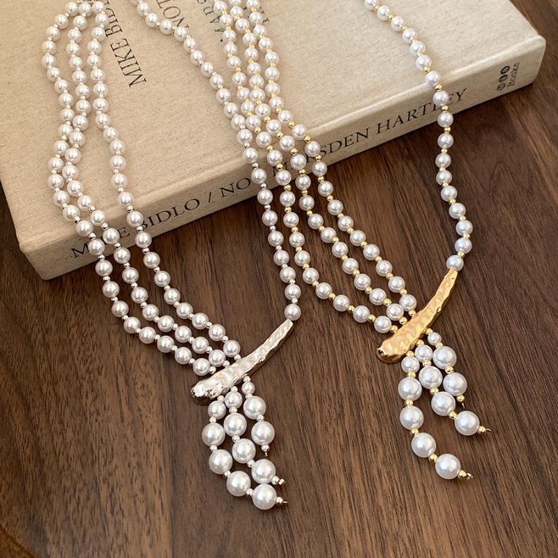 Long Multi Layered Pearl Necklace For Women Temperament Collar Chain Sweater Chain Necklaces Luxury Jewelry Accessories