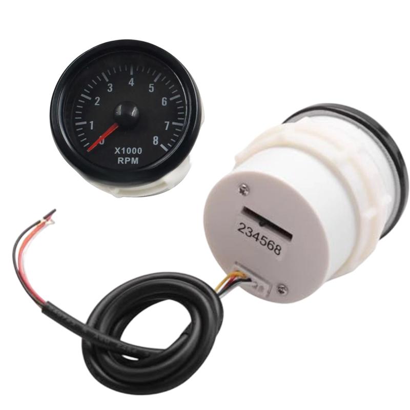 52mm Electric Tachometer 0-8000 RPM Tacho Meter For Cylinder Gas Engine Boats And Yachts Gauges Interior Parts Replace Plastic