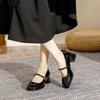 Silberne Mary Jane Schuhe 2025 Sommer neu Französisch dicker Absatz Einzelne Schuhe Feenstil mit Rock Ein Wort mit hohen Absätzen