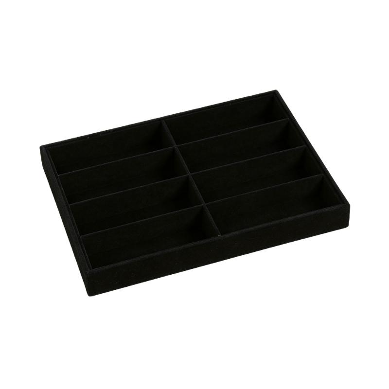 Open Glasses Storage Tray with 8 Separate Compartments, Single-Level Fabric-Covered Layout for Visible Eyewear Storage