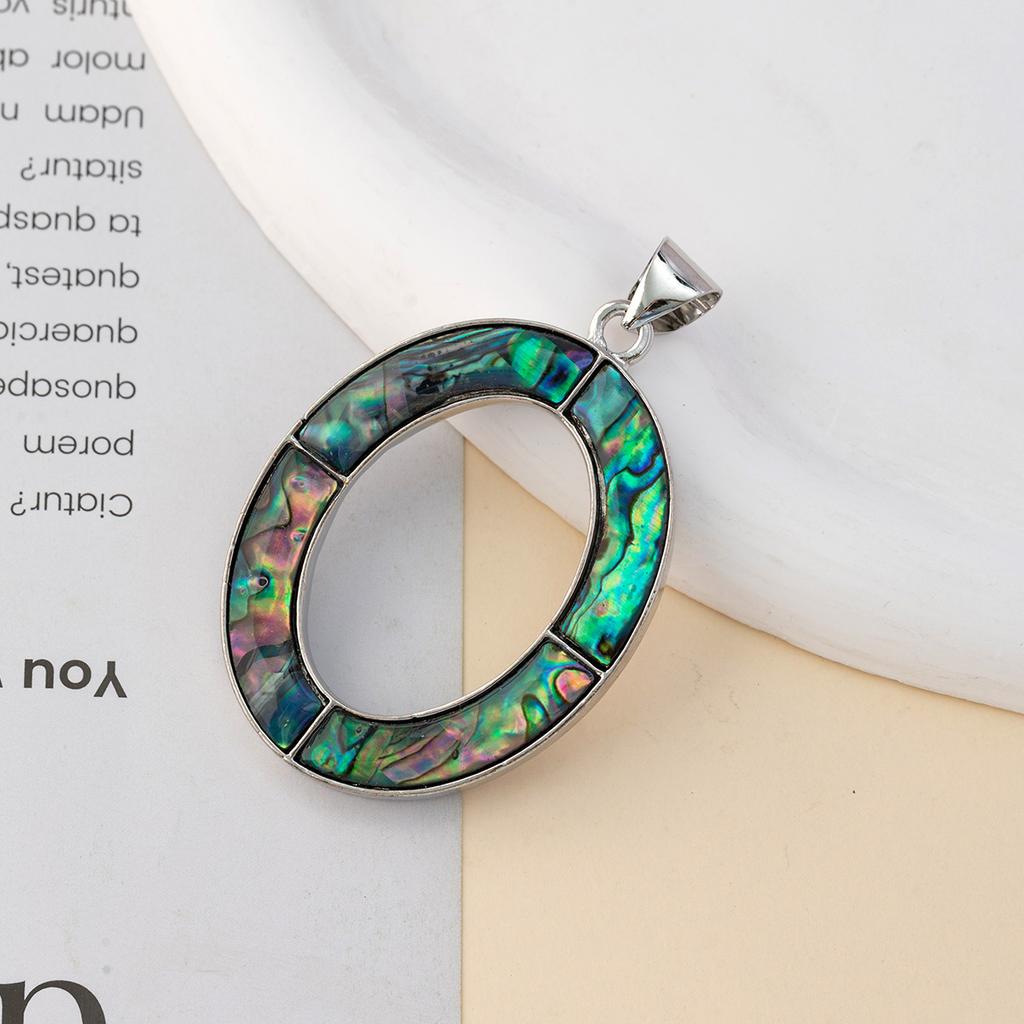 1 Stück Anhänger aus natürlicher Abalone-Muschel, stilvolle, einfache, hohle, ovale Anhänger zum Selbermachen für Halsketten, Ohrringe, Schlüsselanhänger, zum Aufhängen, kreatives Zubehör, Basteln