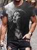 Men's  with Smoking Nun 3D Graphic T-Shirt Black Casual Summer Tee Short Sleeves Polyester  Streetwear T-Shirts Vintage Clothing