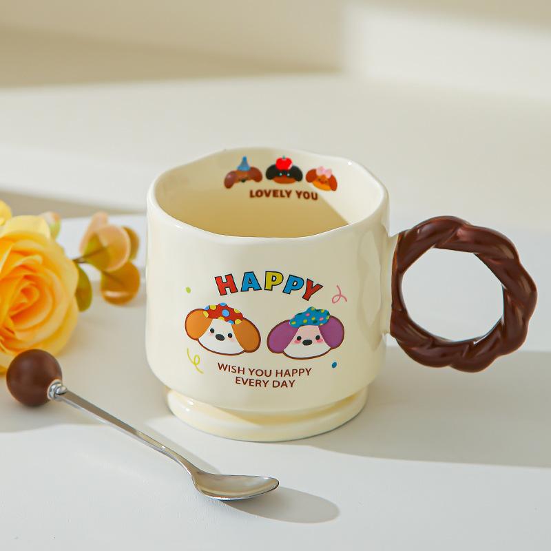Creative cute cartoon sausage cup ceramic cup high value mug couple cup household drinking cup