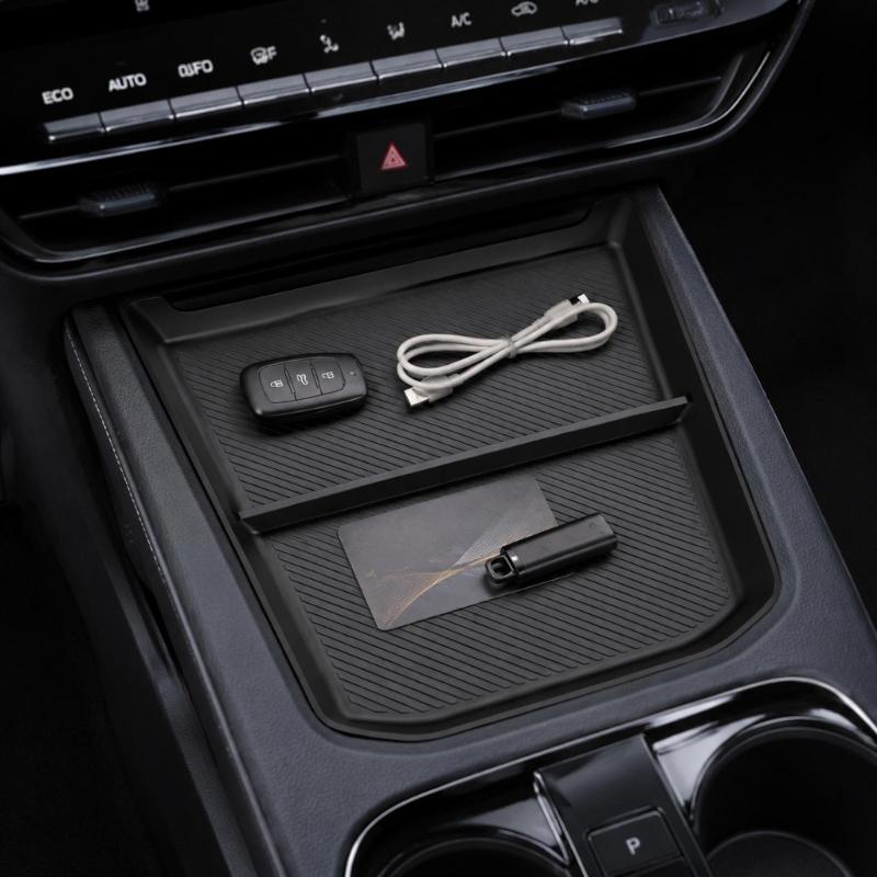 Lower Console Storage Insert for Cars, Flexible Rubber Tray with Taller Edges, Patterned Base and Divider Design for Small Daily Carry Items