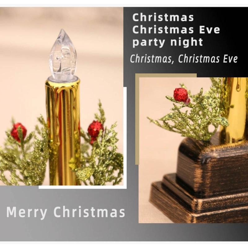 Festival Candle Light Holder for Christmas Decoration Elegant Finish, Double Power Option for Festival Home Holiday