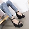 Fashion 16cm White Wedge Heel New Summer Thick Heel Platform Dance Shoes Sexy T-stage Night Club Super High Heel Women's Sandals