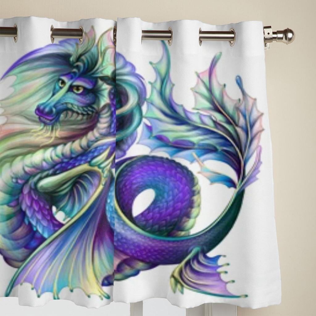 Dragon Watercolor Style Window Curtains For Living Room Kitchen Modern Curtains Home Decor Blinds Drapes