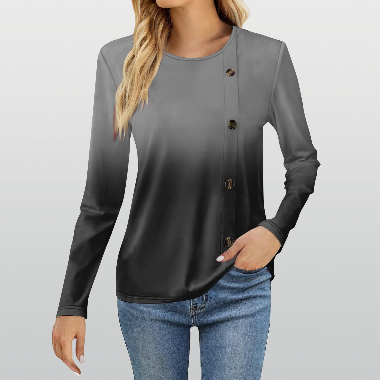 

Женская модная повседневная футболка с круглым вырезом и длинным рукавом с принтом, женская футболка L чёрный