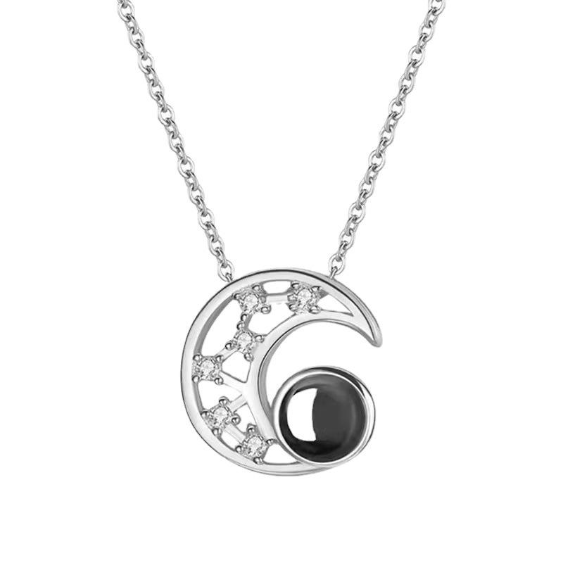 100 Languages 'I Love You' Star and Moon Projection Necklace - Women's Versatile Couple Clavicle Chain