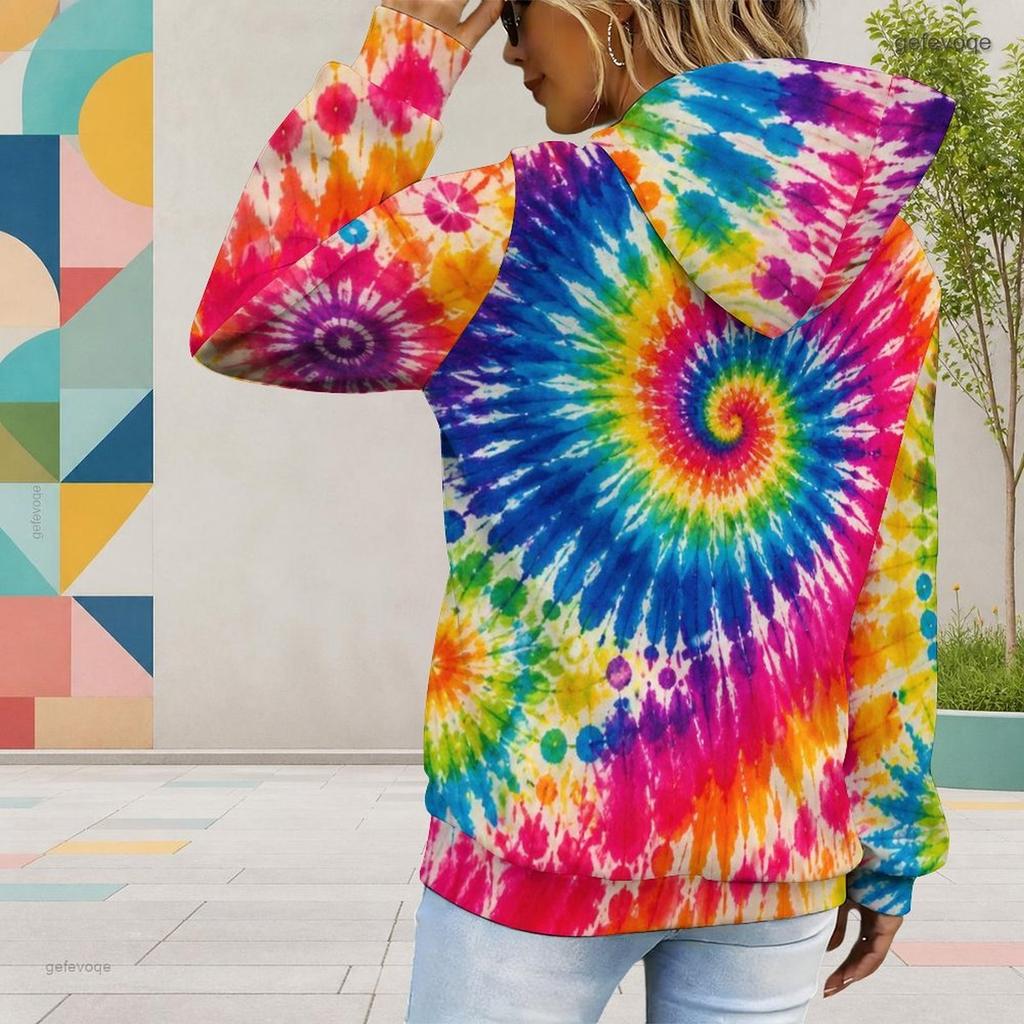 Women Plus Size Long Sleeve Drawstring Hoodie Galaxy Space Print Black Kangaroo Pocket Pullover