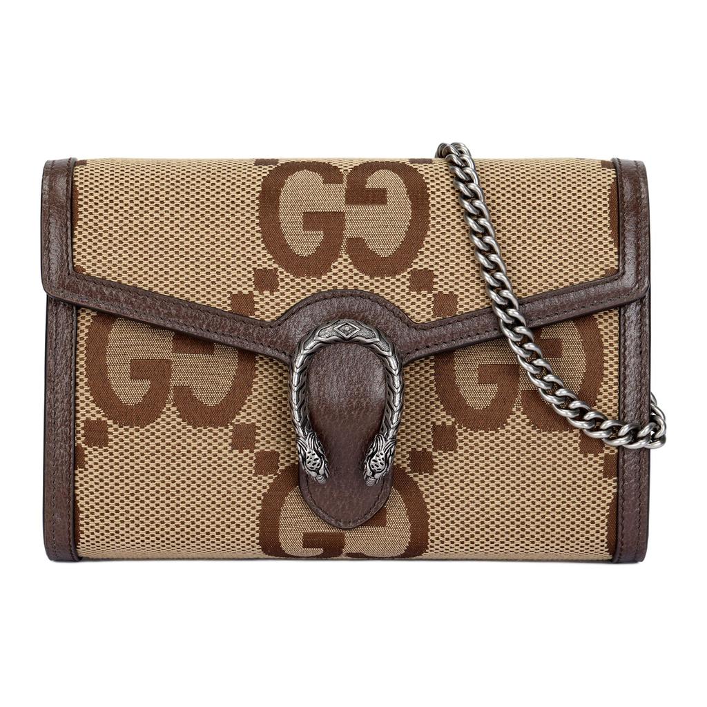 Gucci Dionysus Tigerkopf Schnalle Super Doppel G Logo Leder Ketten Geldbörse Crossbody Umhängetasche Damen Taschen Beige Braun 401231-UKMBN-2572